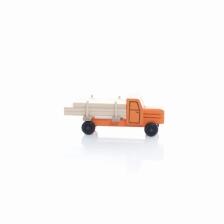 Holzspielzeug - Miniaturfahrzeug Lastenauto mit Langholz Bunt - Ansicht Rechts - Räder drehen sich