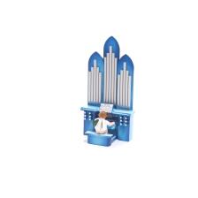 handgeschnitzer Engel an Orgel - Handwerkskunst aus dem Erzgebirge
