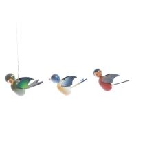 3 farbige Holz-Vögel aus Seiffen - Strauchbehang - Osterdekoration