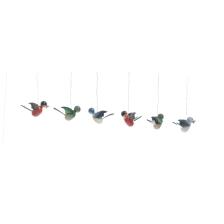 Strauchbehang - Set mit 6 Singvögel - Blaumeisen Gimpel Grünfinken zum Aufhängen - HxBxT 4x2x6cm