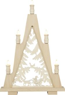 Lichterspitze – detailreiche Weihnachtsmann-Schlittenfahrt mit LED-Beleuchtung, naturfarben – BxHxT 