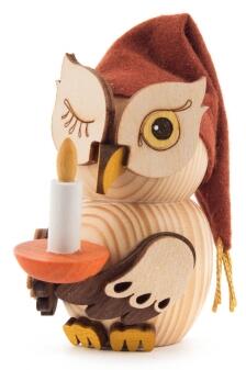 Miniatur Mini-Eule Schlafmütze H=7,5cm