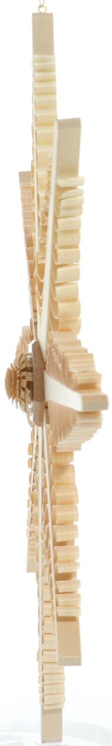 Fensterschmuck - Spanstern mit 8 B&auml;umchen - Mitte mit Rosette Beidseitig - Ansicht Seite - mit viel