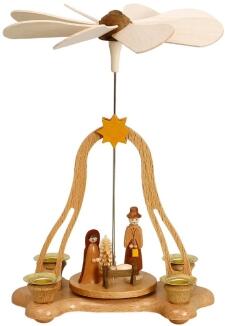 Weihnachtsdekoration - tolle Tischpyramide Christi Geburt natur - HxLxB 15,5x9x22cm