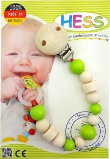 Schnullerkette – liebevoll gefertigtes Babyspielzeug mit bunten Holzperlen, Metallclip und