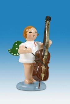 Holzfigur Engel mit Bassgeige und Krone von KDE-Kunstgewerbliche Drechslerei Ellmann, 6 cm, mit