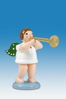 Holzfigur Engel mit Fanfare und Krone 6 cm von KDE-Kunstgewerbliche Drechslerei Ellmann, kleiner
