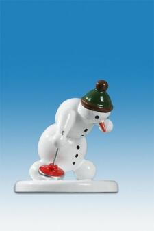 Holzfigur Schneemann Eisstockspieler Höhe 6,5 cm von KDE-Kunstgewerbliche Drechslerei Ellmann mit