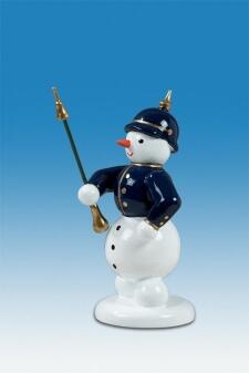 Holzfigur Schneemann Dirigent mit Tambourstab Höhe 6,5cm