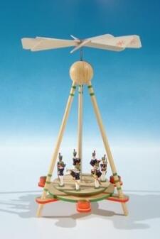 Stabpyramide – Bergmannskapelle naturfarben mit handbemalten Figuren – BxHxT ca. 22 x 33 x 22 cm