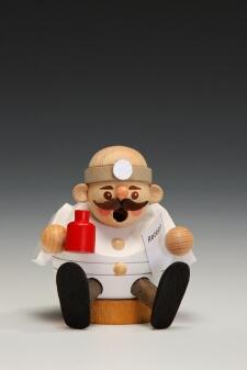 Räuchermann – detailreicher Miniräuchermann Arzt mit weißer Jacke, Medizin und Rezept – H = 7 cm