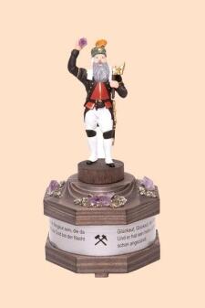 Spieldose – Wismut-Kumpel aus Zinn mit Mineralien – bunt– BxHxT 8x16x8cm