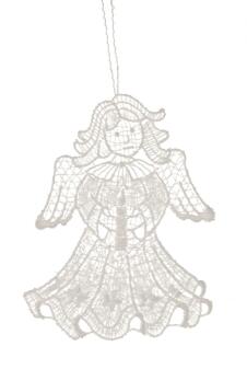 Baumbehang Engel mit Kerze Plauener Spitze BxHxT 8x8x0,1cm