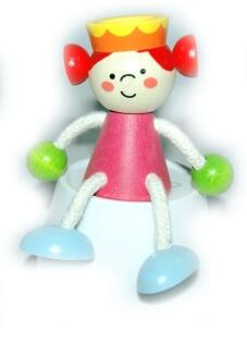 Schwingfigur – fröhliche Prinzessin mit buntem Kleid und Kordelarmen – BxHxT 10 x 12 x 7 cm