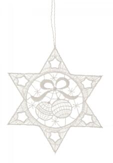 Baumbehang Stern mit Kugeln Plauener Spitze BxHxT 9x9x0,1cm
