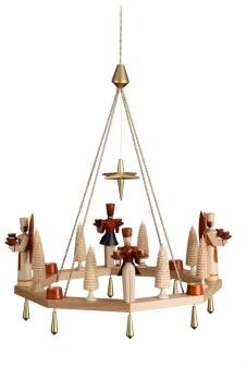 Adventskranz – detailreicher Lichterkranz mit Engel & Bergmann naturbelassen – BxHxT 38 x 16 x 38 cm