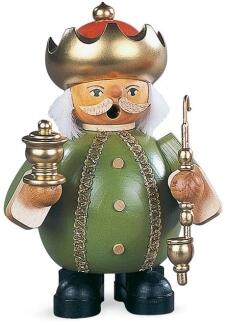 Räuchermann – König Caspar mit Pfeife und grüner Kutte – BxH 12 x 14 cm