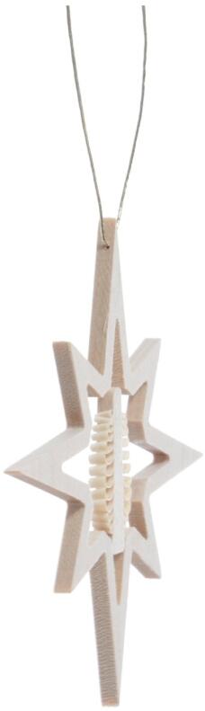 Baumbehang - Holzstern mit gestochenem Spanbaum – flach - Ansicht Rechts - Verschönert jeden