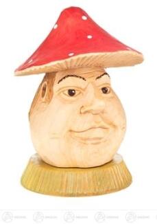 Räuchermann – detailreicher Fliegenpilz mit prächtigem Rot und weißen Punkten, handgeschnitzt –