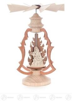 Pyramide – detailreiches Wärmespiel mit Christi Geburt, naturfarben – BxHxT = 9 x 13 x 9 cm