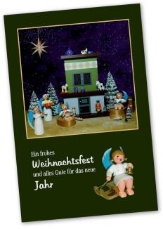 Weihnachtskarte – farbenfroher Engel in traditionellem Design mit Umschlag – BxHxT = 12 x 18,5 x