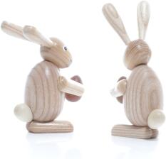 Osterfigur - Osterhasen Natur Hasenpaar Hasenkinder mit Ei- Ansicht Hinten - Schmückt jeden Raum