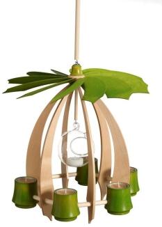 Hängepyramide – schwebendes Kunstwerk aus Ahorn mit lindgrünen Flügeln, filigran und modern – BxHxT 