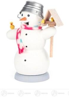 Räuchermann – liebevoll gestalteter Schneemann mit rotem Schal und Vogelhaus, handbemalt – BxHxT =