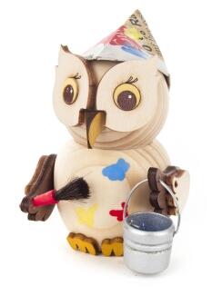 Ganzjahresfigur Mini-Eule Maler H: 7,5cm