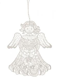 Baumbehang Engel mit Stern Plauener Spitze Höhe 8cm