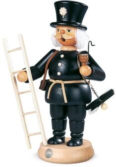 Räuchermann – fleißiger Schornsteinfeger mit Zylinder und Besen – BxH 14 x 23 cm