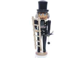 Weihnachtsfigur - Nu&szlig;knacker Essenkehrer mit Leiter und Besen - Ansicht Ge&ouml;ffneten Mund