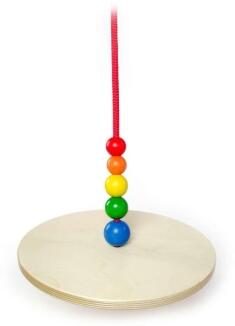 Schaukelspielzeug – farbenfrohe und robuste Tellerschaukel mit Holzsitz und 165 cm Seil – BxHxT 30 x
