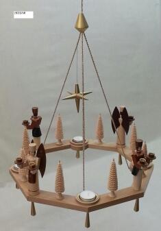 Lichterkranz – naturbelassener Adventskranz mit Engel & Bergmann und Ringelbäume – BxT 38 x 38 cm