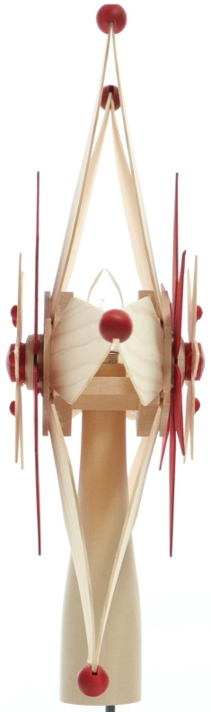 Baumschmuck - Filigrane, handgefertigte Baumspitze mit großem Holzstern, kleinen Holzsternen und