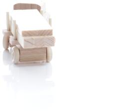 Holzspielzeug - Miniaturfahrzeug Lastenauto mit Langholz Natur - Ansicht Hinten - regt die Fantasie der Kinder an