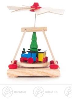 Weihnachtspyramide – detailreiche Eisenbahn mit filigranen Bäumchen, mehrfarbig – BxHxT = 4 x 6 x 4 