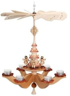 Hängepyramide - Engel am Weihnachtsbaum naturbelassen - HxLxB 37x37x42cm