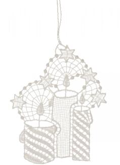 Baumbehang Kerzen Plauener Spitze BxHxT 9x9x0,1cm