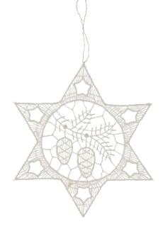 Baumbehang Stern mit Zapfen Plauener Spitze BxHxT 9x9x0,1cm