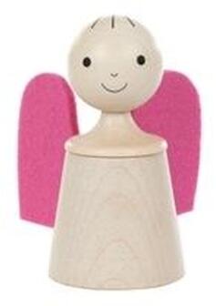 Holzfigur - Schutzengel in Pink - LxBxH 57x57x100mm