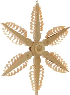 Spanstern Natur Mitte mit Rosette - Ansicht Vorne - Hergestellt im Erzgebirge