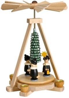 Pyramiden für Kerzen – farbenfrohe Minipyramide mit Kurrendefiguren – ca. 11 x 15 x 11 cm