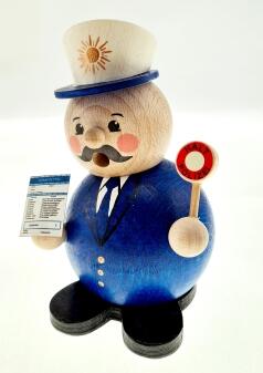 Räuchermann – strenger Polizist mit roter Kelle und bunter Uniform – BxHxT 8,5 x 12 x 8,5 cm