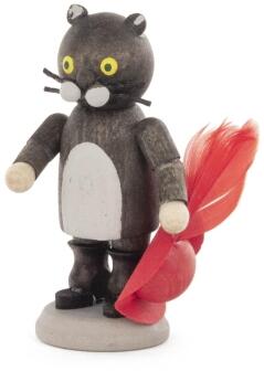 Miniaturfigur Gestiefelter Kater Höhe ca. 4,5 cm von Großhandel Dregeno, schwarze Holzkatze mit