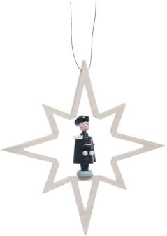 Christbaumschmuck - Holzstern mit Kurrendesänger und Buch - BxHxT 10x10x1,5cm