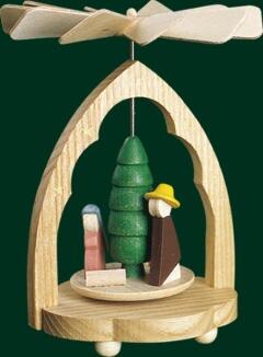 Wärmespiel – farbenfrohe Krippenszene mit Maria und Josef aus Holz von Erzgebirgische Volkskunst