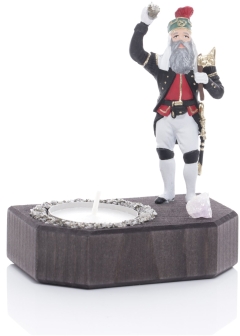 Teelichthalter - Bergmann Steiger mit Erz in der Hand mit Teelicht Bunt - Ansicht Vorne -