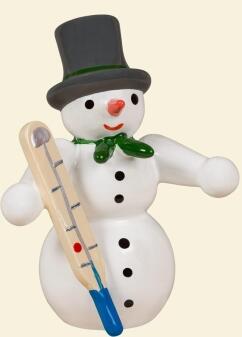 Holzfigur Schneemann mit Thermometer Höhe 6,5cm