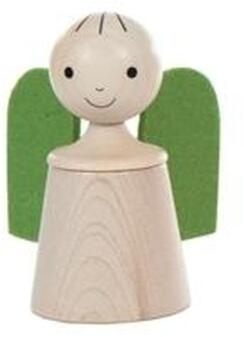 Holzfigur - Schutzengel in Maigrün - LxBxH 57x57x100mm